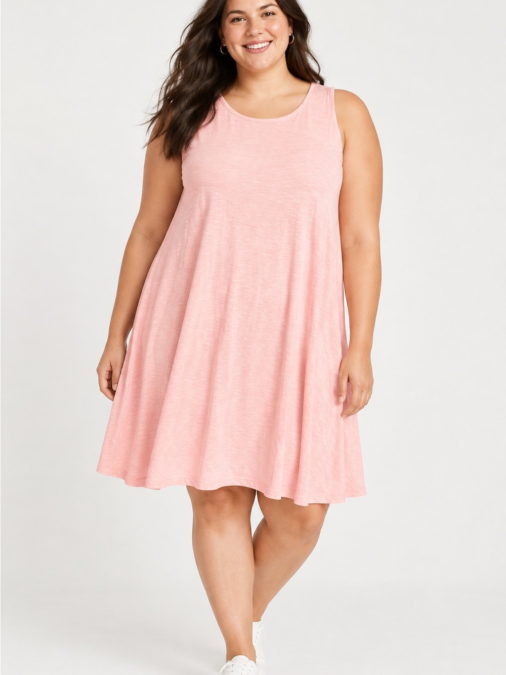 Sleeveless Peach Pink Swing Dress